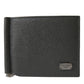 Dolce & Gabbana Gray Calf Leather Bifold Logo Plaque Card Holder Wallet