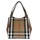 Burberry Small Canterby Tan Leather Check Canvas Tote Bag Purse