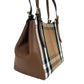 Burberry Small Canterby Tan Leather Check Canvas Tote Bag Purse