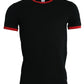 Dolce & Gabbana Black Red Cotton Stretch Crew Neck T-shirt