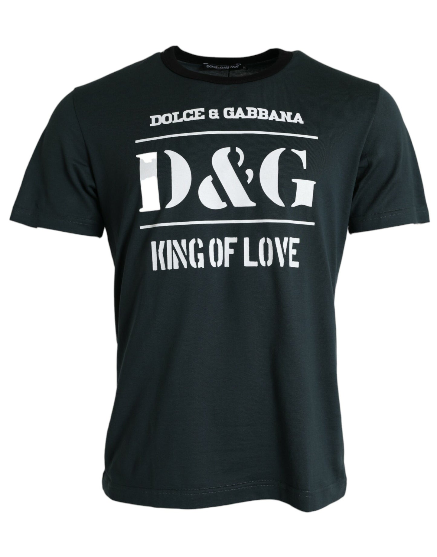 Dolce & Gabbana Blue Graphic Print Cotton Crew Neck T-shirt