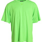 Dolce & Gabbana Neon Green Embossed Logo Crew Neck T-shirt