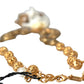 Dolce & Gabbana Gold Brass Angel Floral Beaded Embellished Necklace