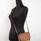 Burberry Hampshire Small House Check Canvas Tan Derby Leather Crossbody Bag