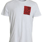 Dolce & Gabbana White Red Leopard Cotton Crew Neck T-shirt