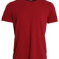 Dolce & Gabbana Red Logo Embroidery Cotton Crew Neck T-shirt