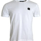 Dolce & Gabbana White Logo Patch Cotton Crew Neck T-shirt