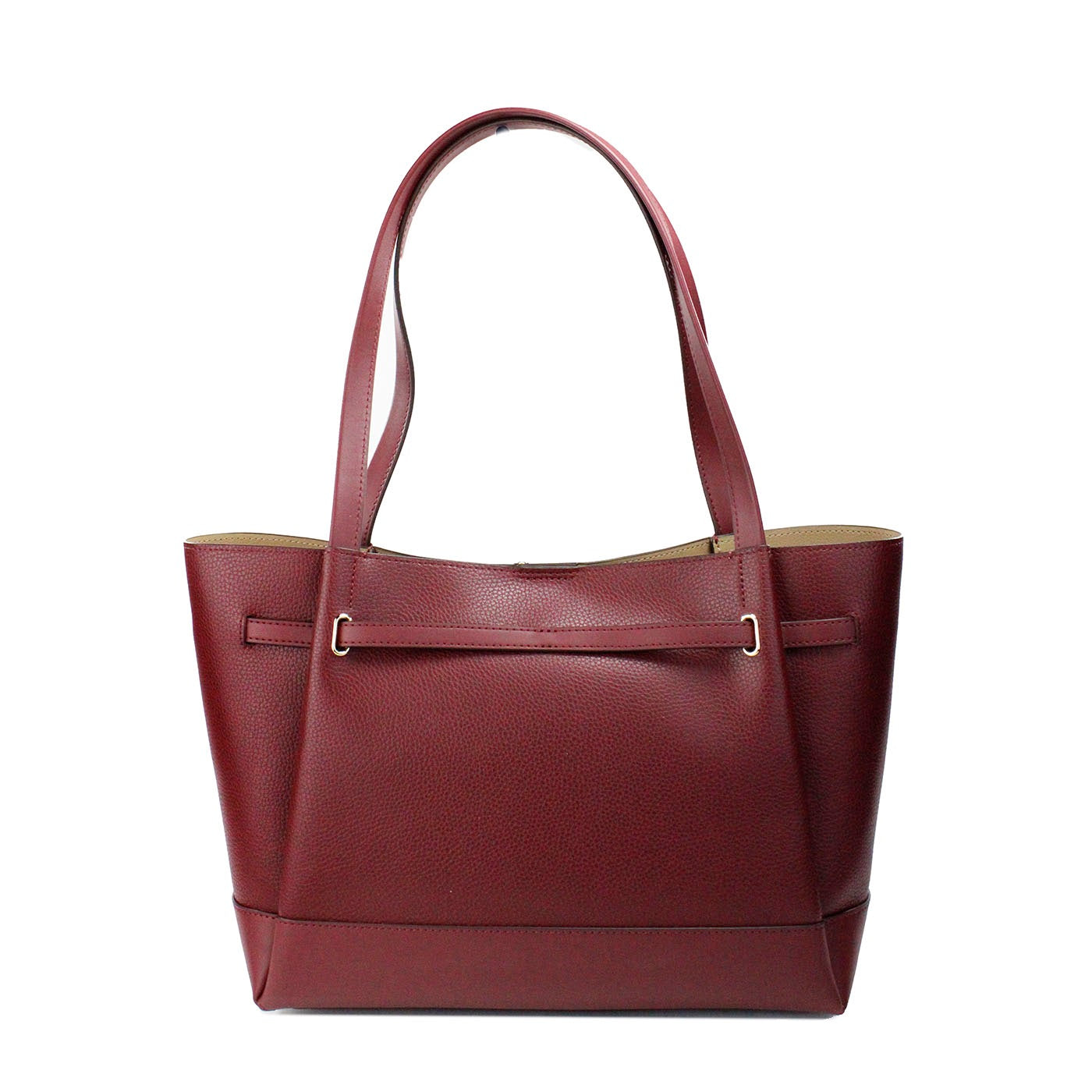 Michael Kors Reed Large Dark Cherry Leather Belted Tote Shoulder Bag Purse