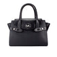 Michael Kors Carmen Medium Black Silver Saffiano Leather Satchel Hand Bag Purse