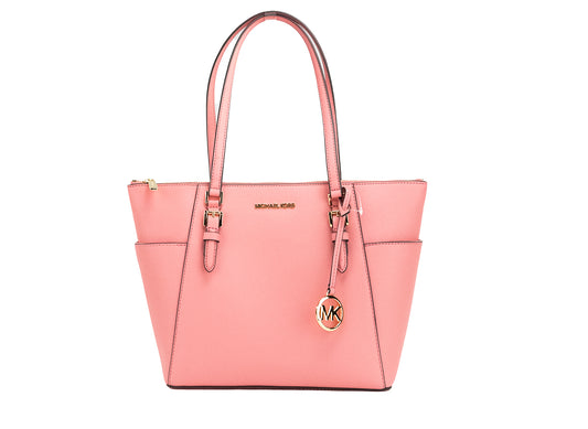 Michael Kors Charlotte Tea Rose Signature PVC TZ Shoulder Tote Handbag Purse