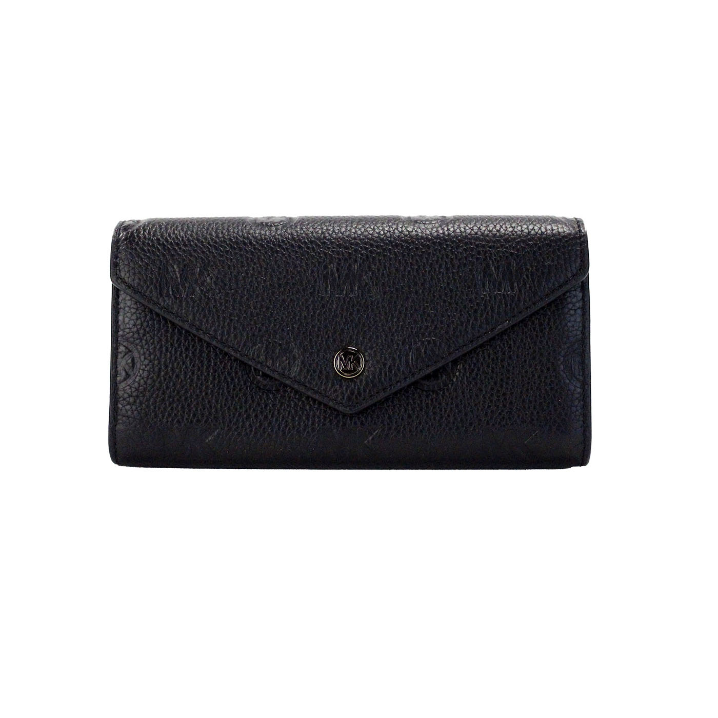 Michael Kors Jet Set Large Black Embossed Envelope Continental Clutch Wallet