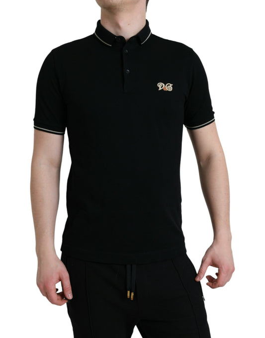 Dolce & Gabbana Black Logo Collared Short Sleeves Polo T-shirt