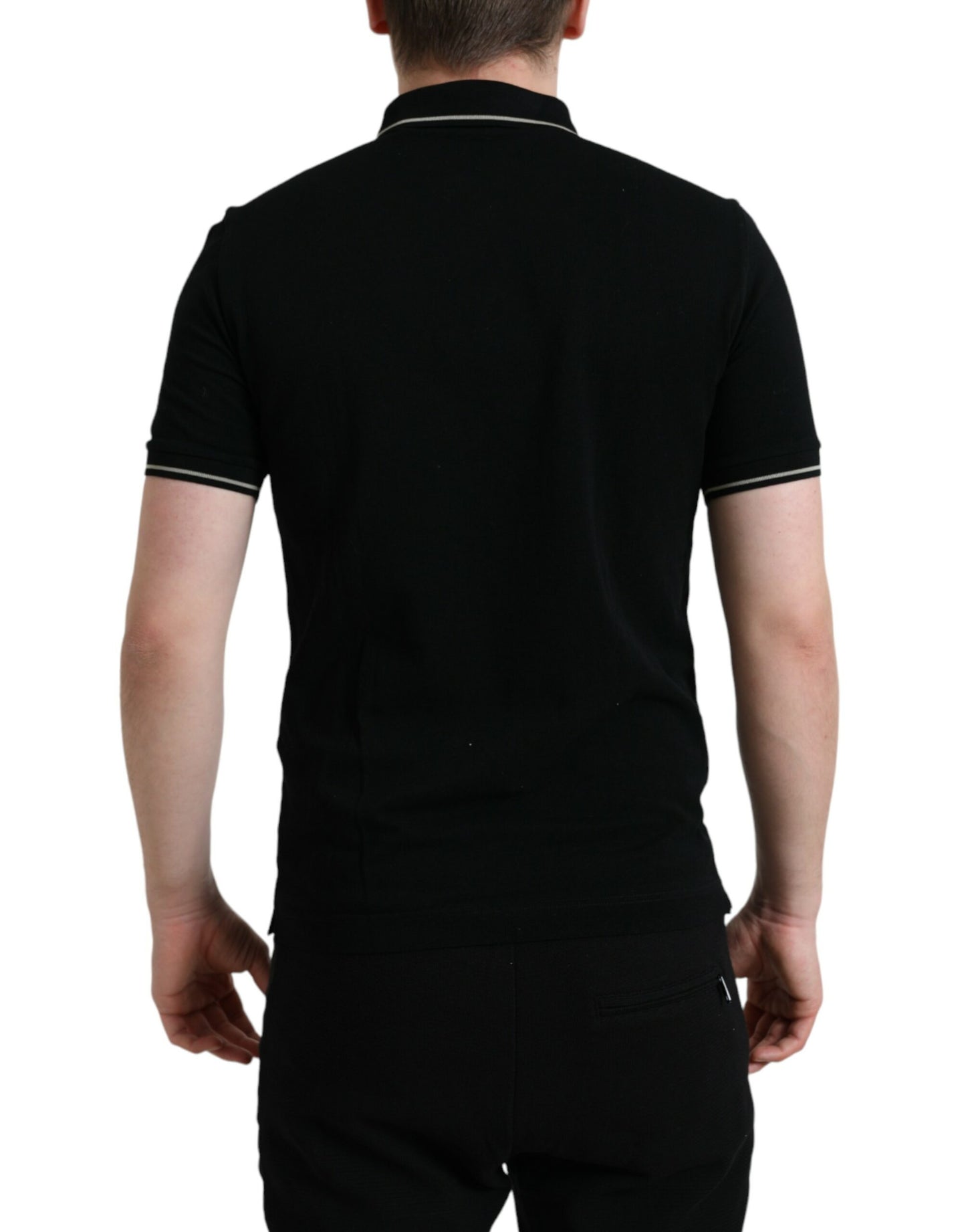 Dolce & Gabbana Black Logo Collared Short Sleeves Polo T-shirt