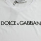 Dolce & Gabbana White Logo Print Cotton Crew Neck T-shirt