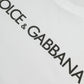 Dolce & Gabbana White Logo Print Cotton Crew Neck T-shirt