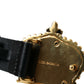 Dolce & Gabbana Black Leather Gold Crown Metal Buckle Belt