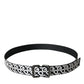 Dolce & Gabbana Black Leather Silver Buckle Canvas Belt