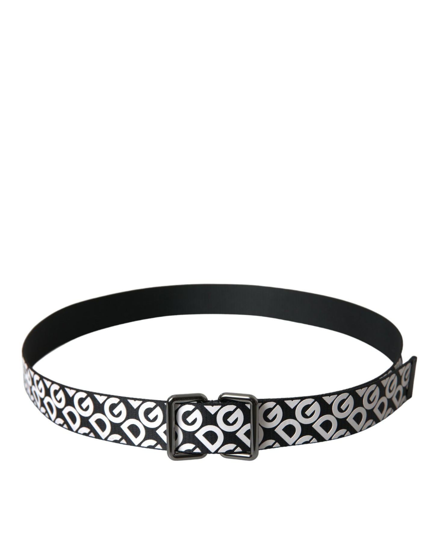 Dolce & Gabbana Black Leather Silver Buckle Canvas Belt