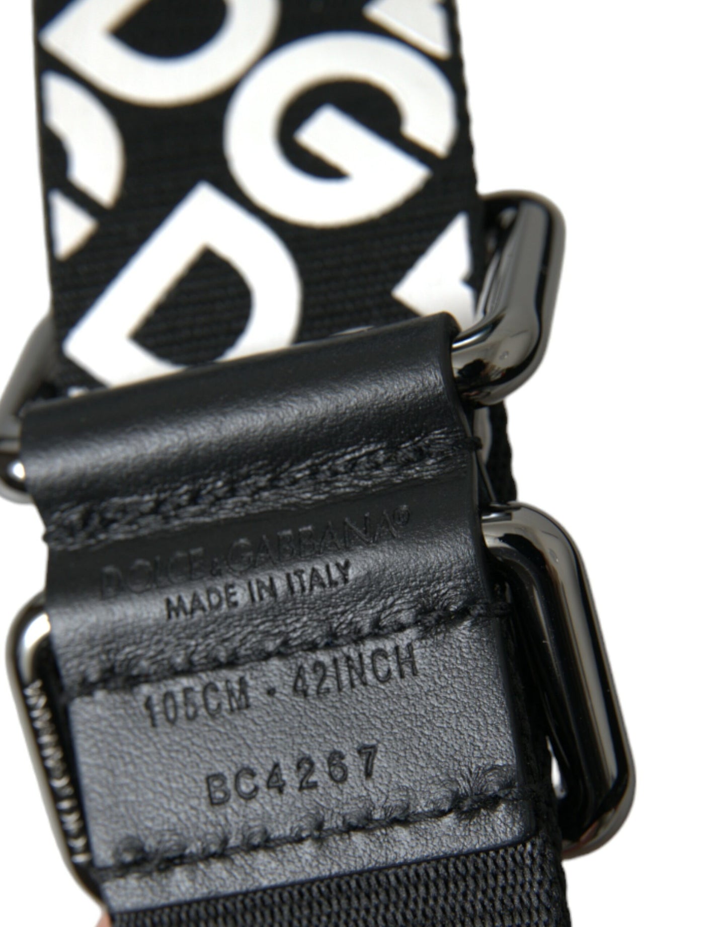 Dolce & Gabbana Black Leather Silver Buckle Canvas Belt