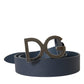 Dolce & Gabbana Blue Leather Silver Logo Metal Buckle Belt