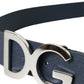 Dolce & Gabbana Blue Leather Silver Logo Metal Buckle Belt