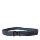 Dolce & Gabbana Blue Leather Silver Logo Metal Buckle Belt