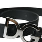 Dolce & Gabbana Black Leather Silver Logo Metal Buckle Belt