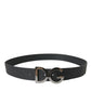 Dolce & Gabbana Black Leather Silver Logo Metal Buckle Belt