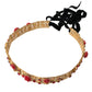 Dolce & Gabbana Gold Brass Red Roses Crystal Jewel Waist Belt