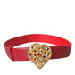 Dolce & Gabbana Red Leather Gold Heart Metal Buckle Belt