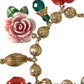 Dolce & Gabbana Gold Brass Multicolor Crystal Rose Ball Chain Bracelet