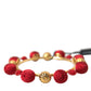 Dolce & Gabbana Gold Brass Red RUNWAY Sicilia Natale Roses Bracelet