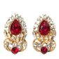 Dolce & Gabbana Sterling Silver Gold Plated Red Crystals Jewelry Earrings