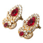 Dolce & Gabbana Sterling Silver Gold Plated Red Crystals Jewelry Earrings