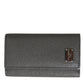 Dolce & Gabbana Gray Leather Folding Key Holder Case Logo Plaque Keychain