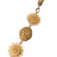 Dolce & Gabbana Crystal Flower Filigree Gold Brass Statement Necklace