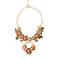 Dolce & Gabbana Gold Brass Link Chain Rose Petal Crystal Pendant Necklace