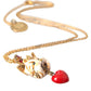 Dolce & Gabbana Gold Brass Chain Dog Heart Pendant Charm Necklace