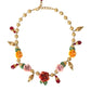 Dolce & Gabbana Multicolor Roses Crystals Gold Ball Chain Necklace