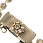 Dolce & Gabbana Gold Brass Clear Crystal Bow Chain Choker Necklace