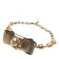 Dolce & Gabbana Gold Brass Clear Crystal Bow Chain Choker Necklace