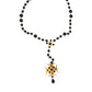 Dolce & Gabbana Gold Tone Brass Cross Black Beaded Chain Rosary Necklace