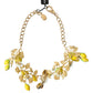 Dolce & Gabbana Gold Brass Chain Crystal Lemon Lily Pendant Necklace