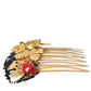 Dolce & Gabbana Gold Brass Crystal Lady Bug Women Hair Comb