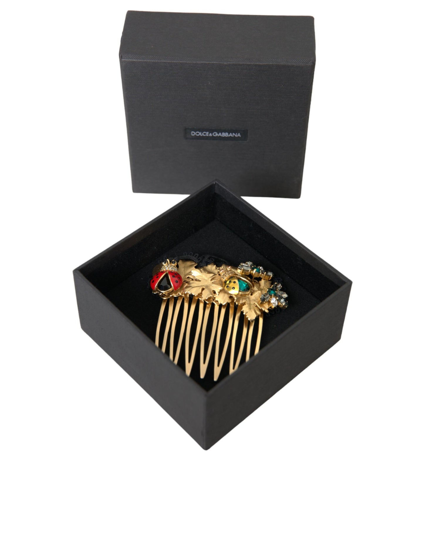 Dolce & Gabbana Gold Brass Crystal Lady Bug Women Hair Comb