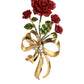 Dolce & Gabbana Gold Tone Brass Rose Crystal Women Hair Clip