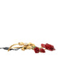 Dolce & Gabbana Gold Tone Brass Rose Crystal Women Hair Clip