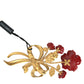 Dolce & Gabbana Gold Tone Brass Rose Crystal Women Hair Clip