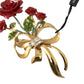 Dolce & Gabbana Gold Tone Brass Rose Crystal Women Hair Clip