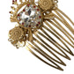 Dolce & Gabbana Gold Brass Crystal Heart Women Hair Comb